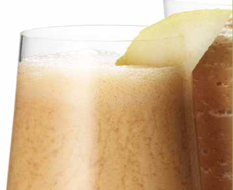 A closeup of a green tea spiced smoothei