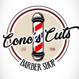 A logo for Cono's Cuts Barber Shop Est 2018