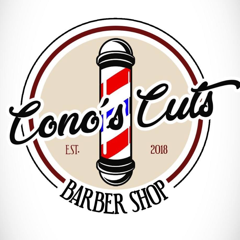 A logo for Cono's Cuts Barber Shop Est 2018