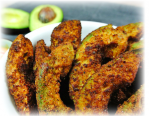 A plate of some crispy avocado fries