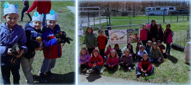 A group of kindergarteners learning about animals together