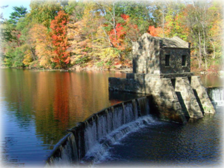 A picture of a dam and waterfall in historic morristown