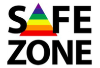 A logo that reads "safe Zone" with a rainbow triangle