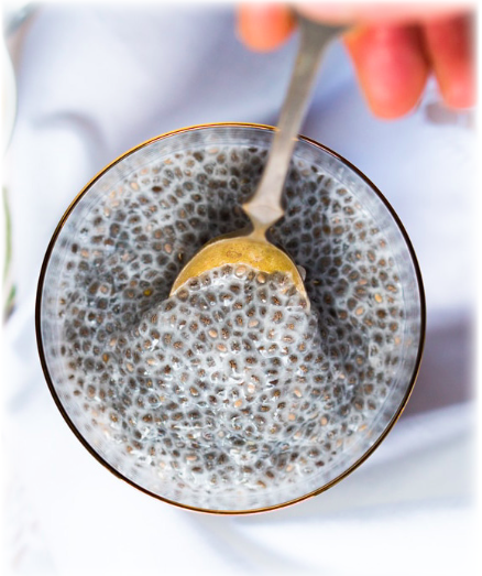 A closeup of Chia Pudding