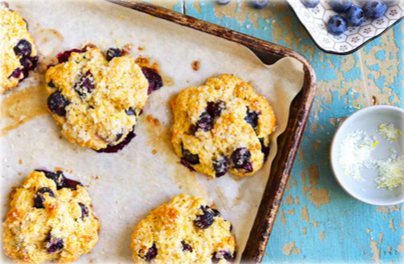 A platter of keto friendly blueberry scones, looking very delicious