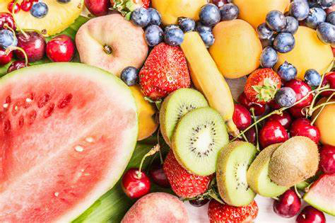 A closeup of a colorful fruit arrangement