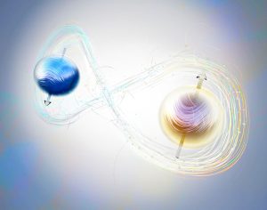 2 quantum cells, with energy flowing around them in an infinity symbol