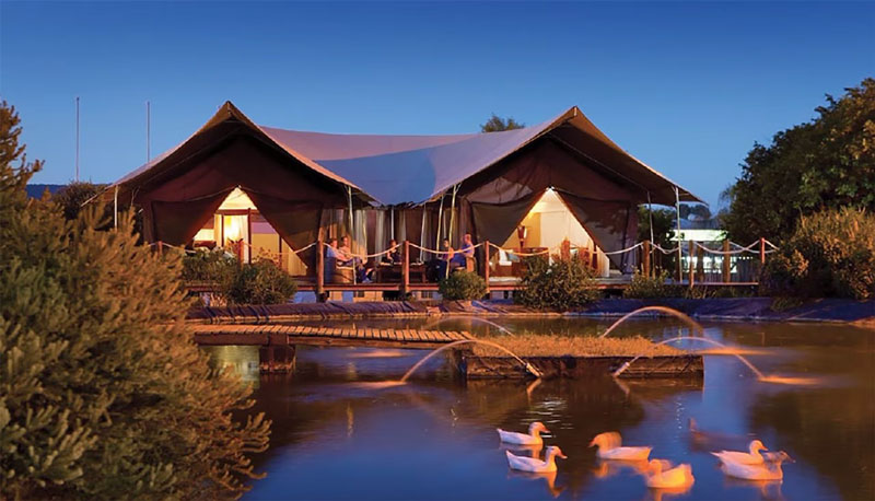 Six Flags Safari Lodge in New Jersey, at night
