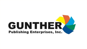Logo of Gunther Publishing Enterprises, Inc., featuring bold black text and a colorful, abstract graphic element.